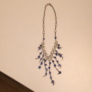 Silver and blue handkerchief neckace